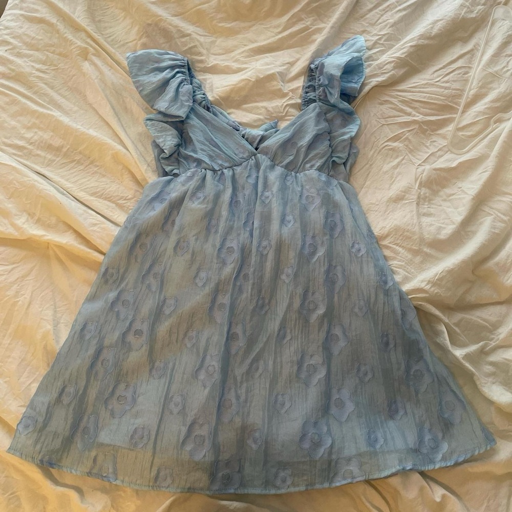 Elegant Blue Ruffled Dress